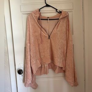 Pink velvety free people hoodie